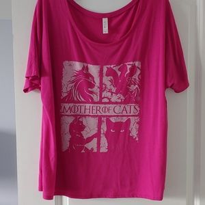 Mother of Cats pink flowy short sleeve top XL